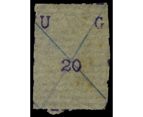1895 (Nov) Typewritten 20(c) violet, narrow letters, 18mm wide (SG 38), a few tones and trace of creasing, used by manuscript