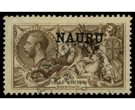 1916-23 Bradbury Wilkinson printing, 2s 6d chocolate-brown (SG 24), odd shortish perf, used by part PLEASANT ISLAND cds for F