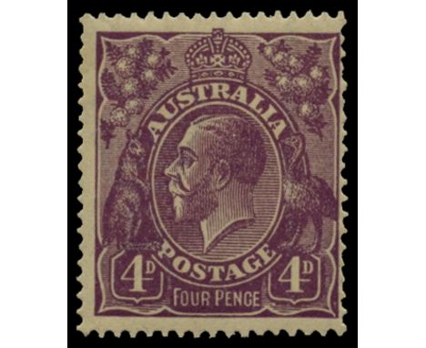 1918-23 King George V, watermark 5, 4d violet variety 'Four Pence in thinner letters' (SG 64b), centred right and very light 