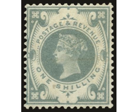 1887-1900 "Jubilee" 1s dull green, variety watermark inverted (SG 211Wi), tiny patch of gum glazing at lower left and colour 