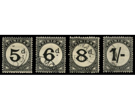 Postage Dues: 1923-45 1d script wmk  to 1s black (SG D18/25), 4d and 1s each one short perf, latter also light violet mark on