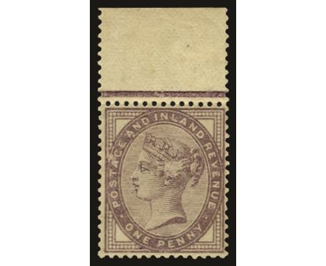 1881 1d lilac, die II, error printed on the gummed side (SG 172c), upper marginal, hinged in margin of ungummed side, otherwi