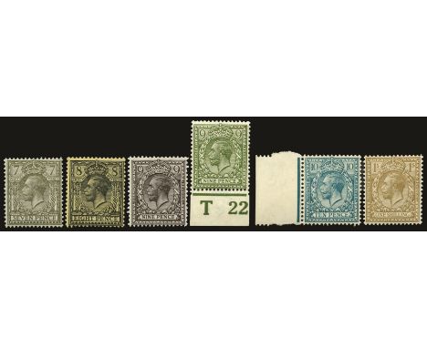1912-24 set of 15, ½d green to 1s bistre, watermark simple cypher (SG 351/95 between), odd light bend or shortish perf but mo