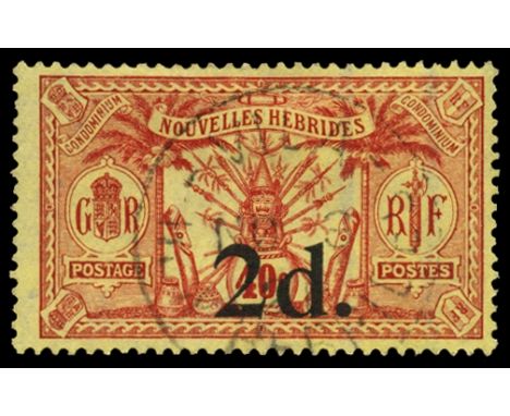 1920-21 2d on 40c red/yellow with sheet watermark (SG 35), fine used by light VILA cds for NO 3 21, a rare stamp in used cond