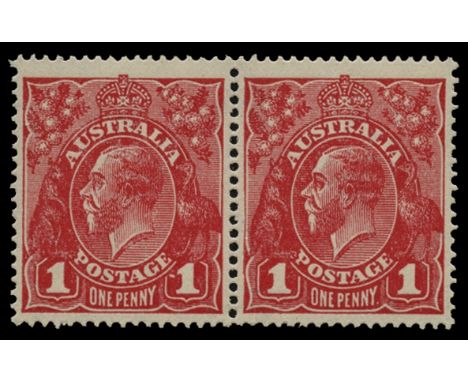 1918-20 King George V, watermark 6a, 1d carmine horizontal pair the left hand stamp showing variety Dot before '1' (SG 50/c),