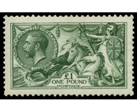 1913 (30 June) £1 green, Waterlow printing (SG 403), light gum bends and a couple of short perfs, u/m, RPS cert (2008), cat £