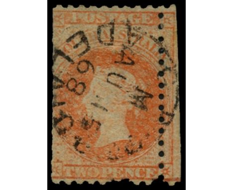 1868-71 Remainders of old stock subsequently perforated by the 11½-12½ machine, 2d pale vermilion, rouletted (SG 47), origina