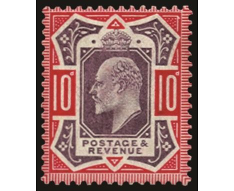 1902-10 De la Rue 10d dull purple and carmine on chalky paper (SG 254b), light surface rubbing, u/m, RPS cert (2003), cat £27