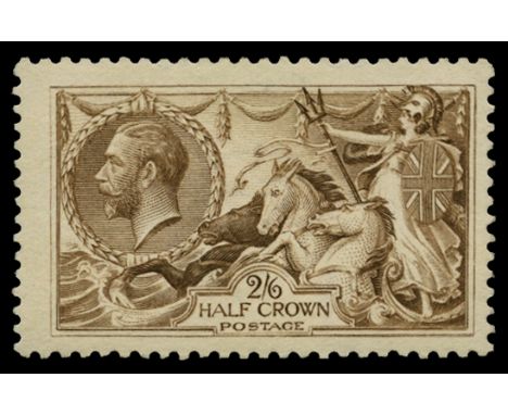 1918-19 2s 6d pale brown, Bradbury Wilkinson printing showing major re-entry from plate 3/5L, R1/2 (SG 415b, Spec N65r (5)), 