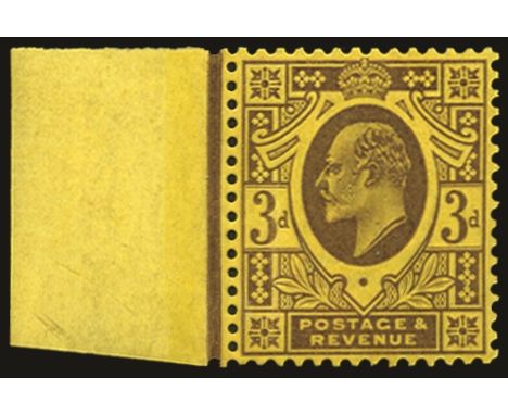 1902-10 De la Rue 3d dull purple/orange-yellow on chalky paper (SG 232a), left marginal, fresh u/m, RPS cert (2001) 