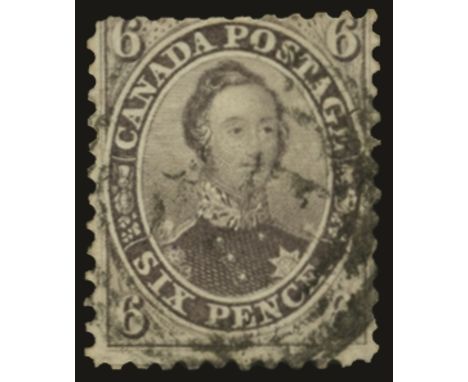 1858-59 Machine-made medium wove paper, 6d brownish grey perf 11¾ (SG 27), some upper perfs trimmed and just a trace of creas