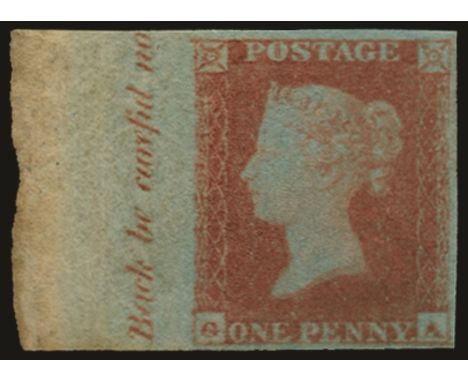 1841 1d orange-brown, die I, alphabet II, plate 143 (SG 12) lettered 'GA', left marginal with part inscription "...Back be ca