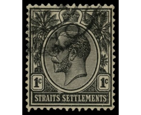 1912-23 1c black, watermark MCA, variety watermark inverted (SG 194w), used by part cds at upper left, light creasing but a r