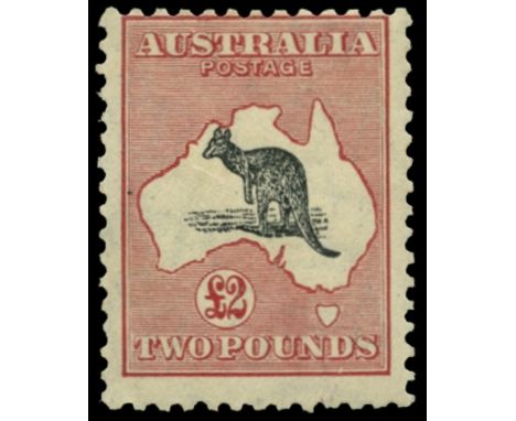 1931-36 Kangaroo, watermark 15, £2 black and rose (SG 138), centred high, slightly soiled and tropicalised, u/m, RPS cert (19