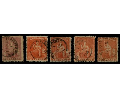 1871 (4d) dull rose-red and 6d orange-vermilion (SG 49/50), 1872 clean-cut perf 14½-15½ 6d orange-vermilion (SG 53), perf 11-