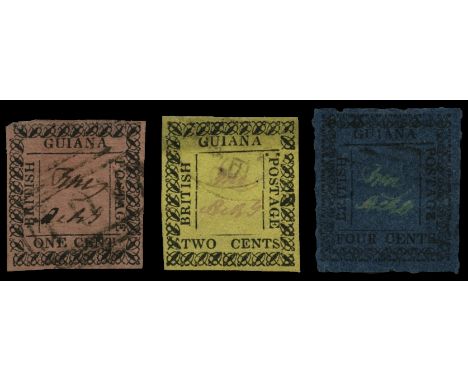 1862 Type-set provisionals, 1c rose as type 10, 2c yellow type 10 and 4c blue type 13 (SG 116, 119, 122), first two some thin