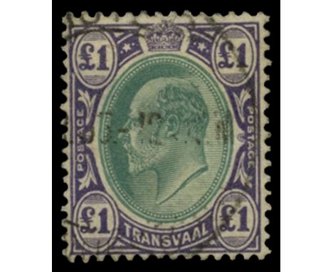 1903 £1 green and violet, watermark crown CA (SG 258), centre colour just fractionally damp affected still fine used by light