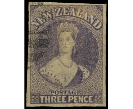 1864-71 3d lilac imperforate single (as SG 117a) with four good to large margins, fine used by part barred oval at upper left