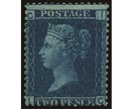 1858-76 2d blue plate 9 (SG 45), centred to foot and some gum creasing, u/m, RPS cert (2001) which rather harshly states "iro