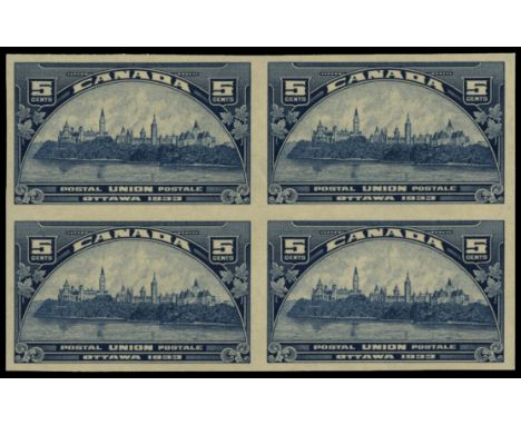 1933 U.P.U. Congress Preliminary Meeting 5c blue, imperforate block of 4 (SG 329 var), fine u/m and rare as a block as only 7
