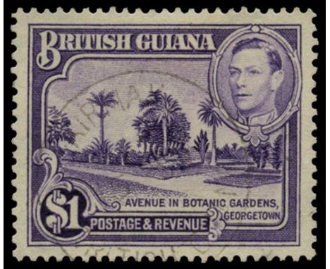 1938 (1 Feb)-52 $1 bright violet, perf 14x13 (SG 317a), fine used by light, large part Air Mail cds, very scarce, RPS cert (1