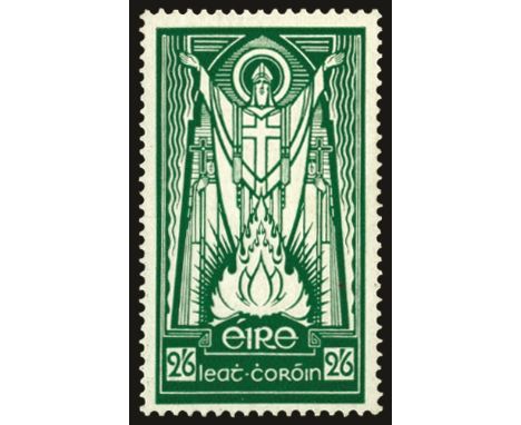 1937  St Patrick, 2s6d emerald green variety watermark inverted (SG 102w) wonderfully fresh and fine u/m, a rare stamp in thi