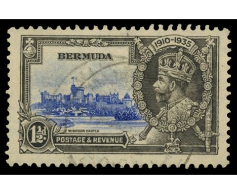 1935 Silver Jubilee 1½d ultramarine and grey, variety "Bird" by turret (SG 95m), fine used by two light cds which leave varie