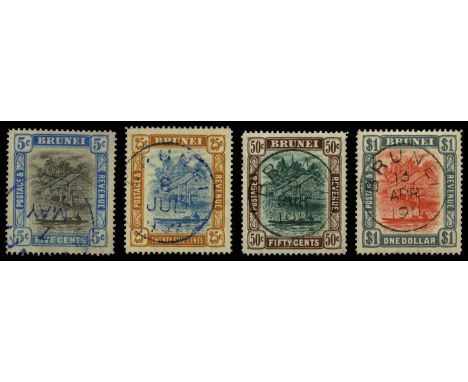 1907-10 1c grey-black and pale green to $1 red and grey (SG 23/33), 5c grey-black and blue with light corner crease, others f