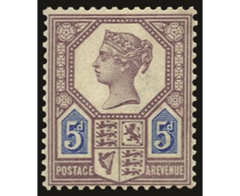 1887-1900 "Jubilee" 5d dull purple and blue, die I (SG 207), a trace of gum bends and toning but well above average for this 