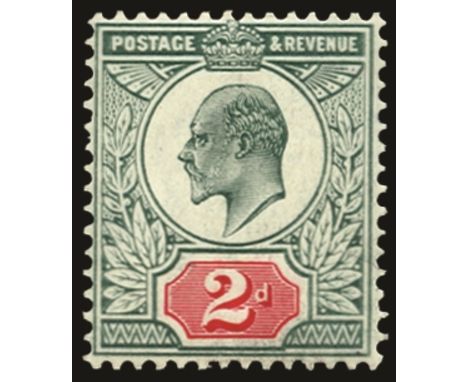 1902-10 De la Rue 2d grey-green and scarlet on chalky paper (SG 228 var, Spec M12 (4)), a trace of surface rubbing, u/m, RPS 