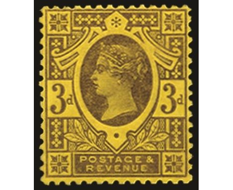 1887-1900 "Jubilee" 3d purple/orange (SG 204), light surface rubbing, a couple of shortish perfs and horizontal crease at top