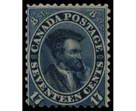 1859 17c deep blue "Cartier" (SG 42), centring above average for this issue, unused and re-gummed, cat £1600, RPS cert (2003)