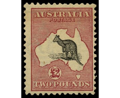 1913-14 Kangaroo watermark 2, £2 black and rose (SG 16), centred right, o.g. with light overall toning and minor surface defe