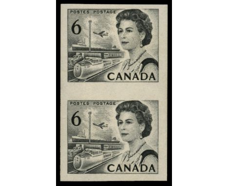 1967-73 C.B.N. printing 6c black "Transport", error imperforate vertical pair (SG 595a), fine u/m and rare, BPA cert (2013) 