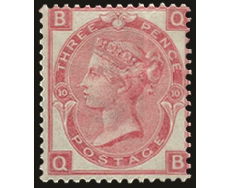 1867-80 3d rose plate 10, watermark spray of rose (SG 103), off centre to upper right and light vertical bend, very fresh wit