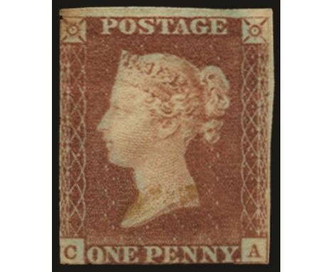 1841 1d red-brown, die I, alphabet I, from 'black' plate 9 (SG 7) lettered 'CA', toned at upper left corner and light horizon
