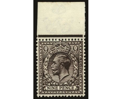 1912-24 9d deep agate, watermark simple cypher inverted (SG 393Wi), upper marginal, very fresh u/m, BPA cert (2013) 
