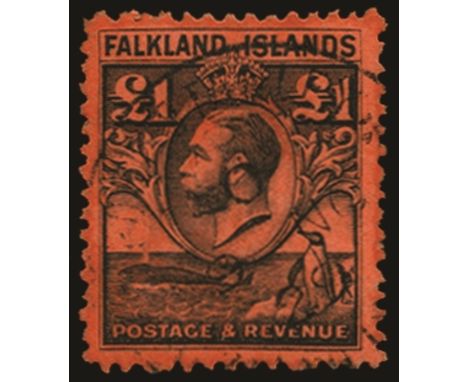 1929-37 "Whale & Penguins" £1 black/red (SG 126), fine used by light part Port Stanley cds (Heijtz type PS1) for 9 NO 29, RPS