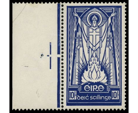 1940-68 St Patrick 10s deep blue on chalk-surface paper (left marginal) variety watermark inverted (SG 125aw var), fine u/m, 