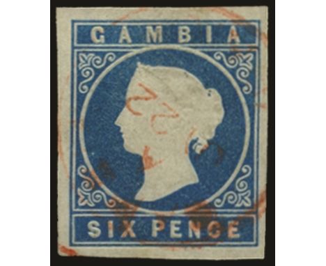 1869-72 No watermark, imperforate 6d pale blue (SG 4), a trace of creasing and embossing a little flat, however with large ma