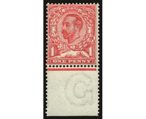 1911-12 1d rose-pink die B, watermark imperial crown (SG 331), lower marginal, centred left and light gum crease, fresh u/m R