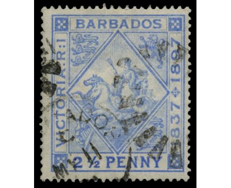 1897-98 Diamond Jubilee 2½d ultramarine on white paper, variety watermark inverted (SG 119w), used by light 'bootheel' and cd