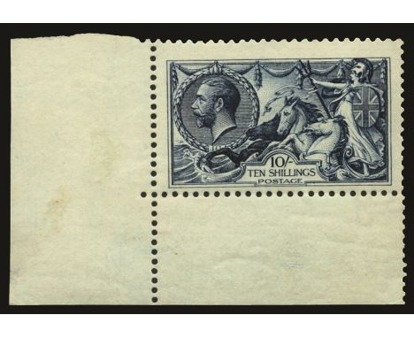 1913 (30 June) 10s indigo-blue, Waterlow printing (SG 402), lower right corner marginal, light gum bends and centred to foot,