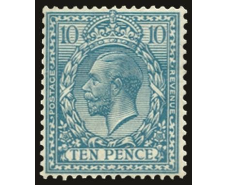 1912-24 10d turquoise-blue, watermark simple cypher inverted (SG 394Wi), perfs at upper left fractionally trimmed, fresh u/m,