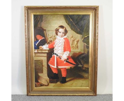 Continental school, 20th century, portrait of a boy in formal dress, oil on canvas, 100 x 76cm