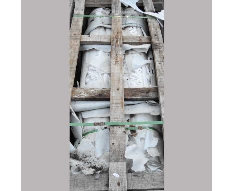 A pair of circular carved marble architectural columns, each with carved foliate decoration, 152cm high