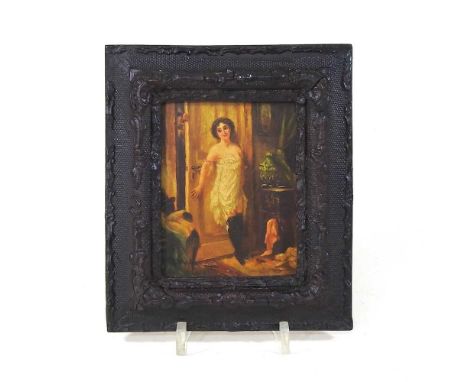 R Wagner, 19th century, a young lady in an interior, signed and dated 1878, 11 x 9cm