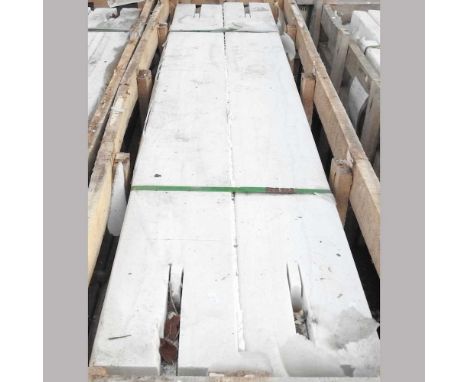 A pair of white marble architectural pillars, with carved decoration, 202cm long, together with another pair similar