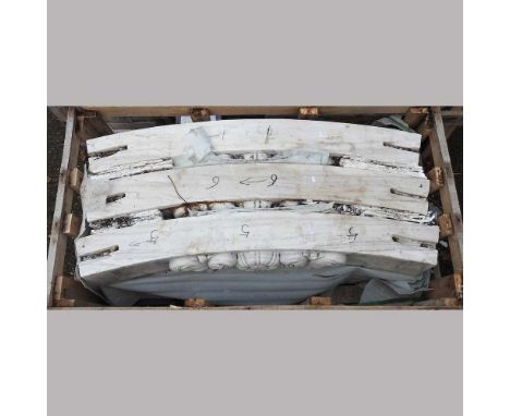 Six white marble architectural arches, each with carved decoration, 160cm