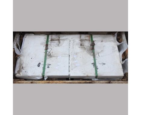A pair of white marble architectural pedestals, each with carved decoration, 45cm high